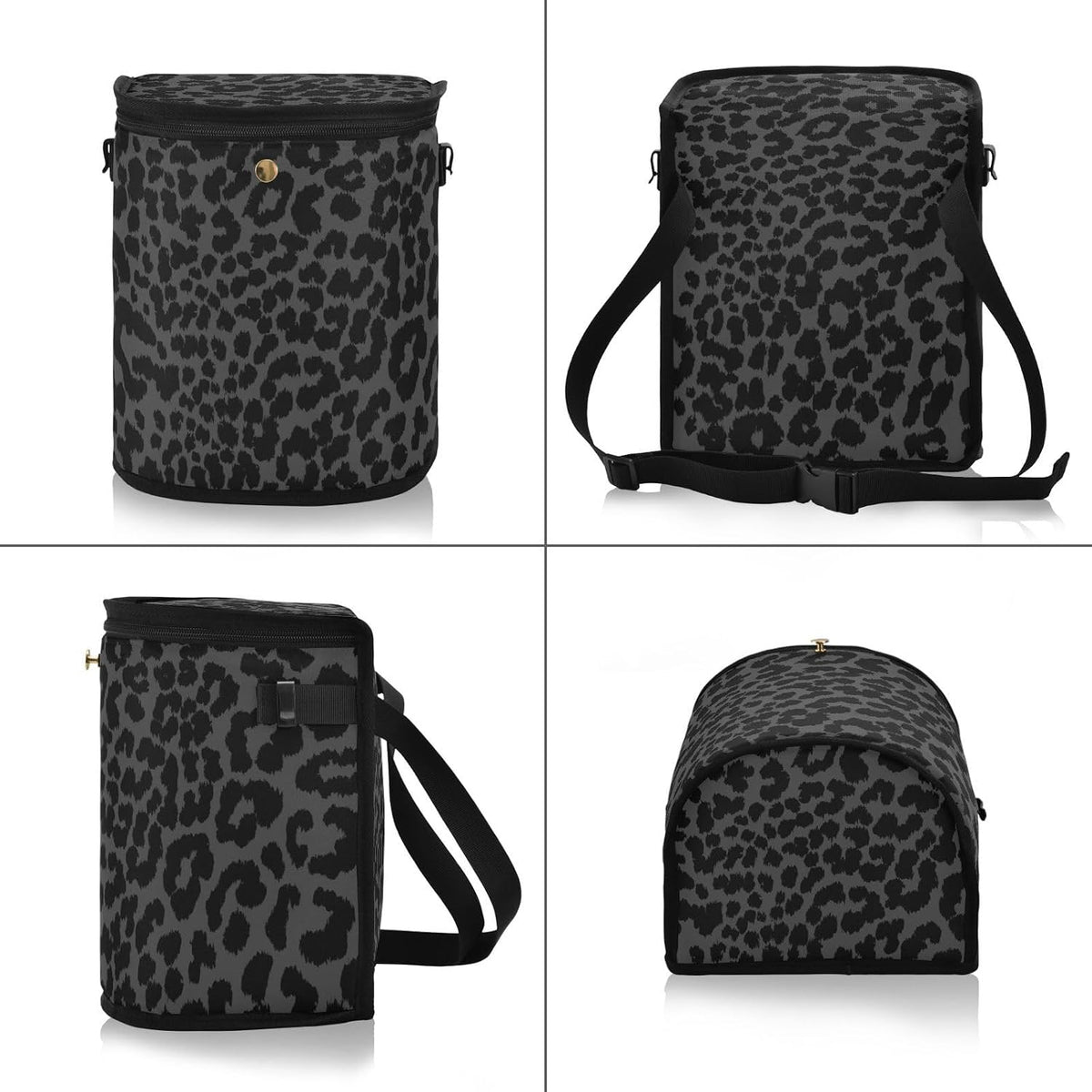 Bolaz Spill-Proof Car Trash Can | Leakproof Lining | Seat Hanging Auto Garbage Bag with Zipper Lid Hipster Black Leopard Print Car Organizer Storage Bag