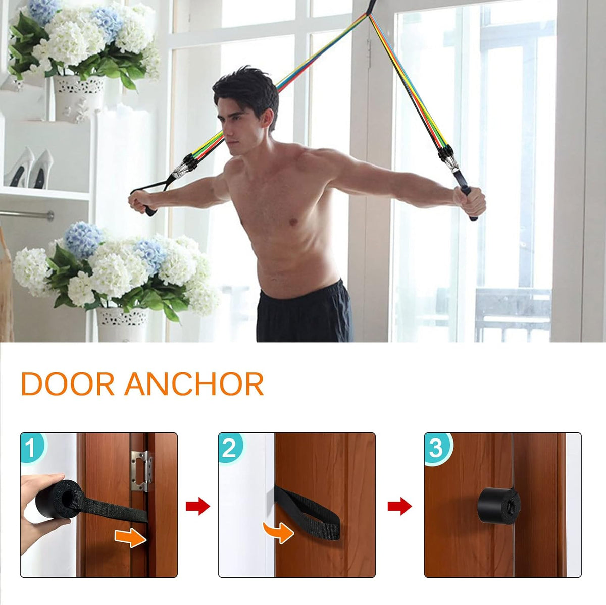 Skiennix Resistance Bands Set - 12-Piece Workout Bands with Handles, Door Anchor & Ankle Straps for Home Fitness