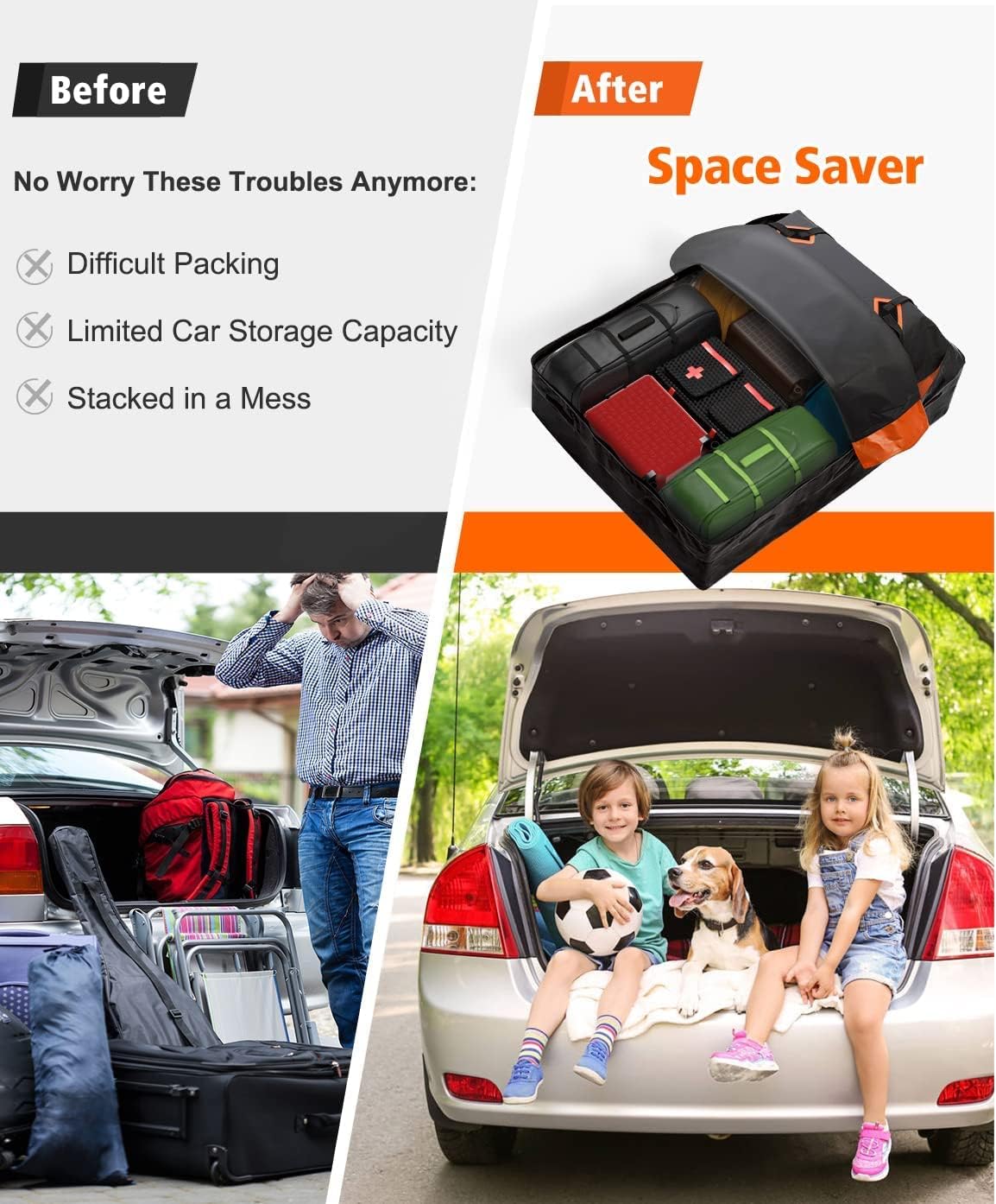 FIVKLEMNZ 21 Cubic Rooftop Cargo Carrier Waterproof Soft Car Roof Bag