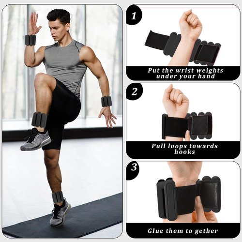 Black Wrist Weights for Men & Women,Durable Adjustable Design, Ankle Weights Optional Set of 2 (1LB Each),Perfect For Gym Workout Yoga,Walking