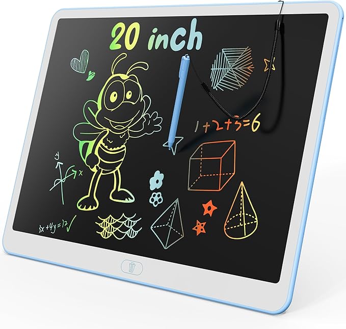 KOKODI LCD Writing Tablet, 20 Inch Colorful Toddler Doodle Board Drawing Tablet, Erasable Reusable Electronic Drawing Pads, Educational and Learning Toy for 3-6 Years Old Boy and Girls(Blue)