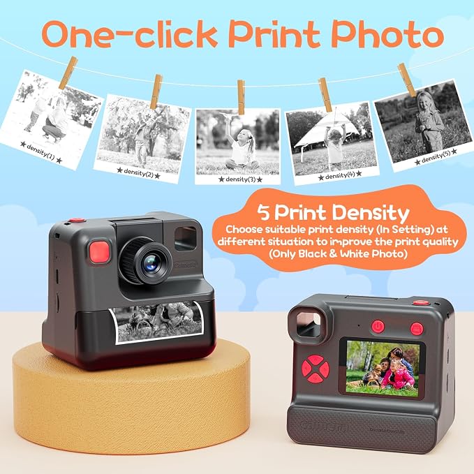 Instant Print Camera for Kids, 1080P Kids Instant Cameras, HD Digital Video