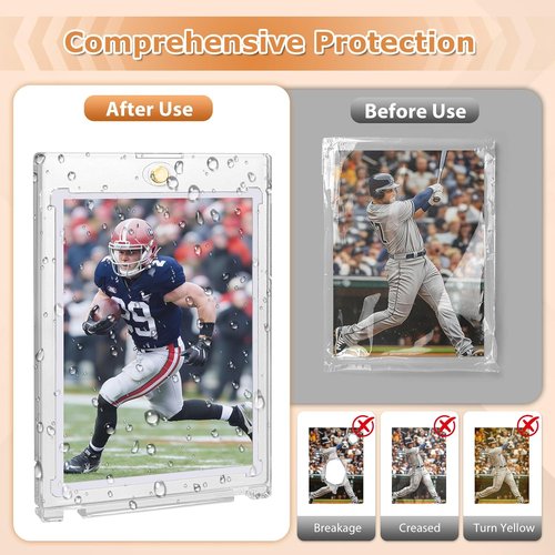 75PT Magnetic Card Holder - 18ct U-V Protection Sleeves for Trading Cards | Thick Hard Plastic Case