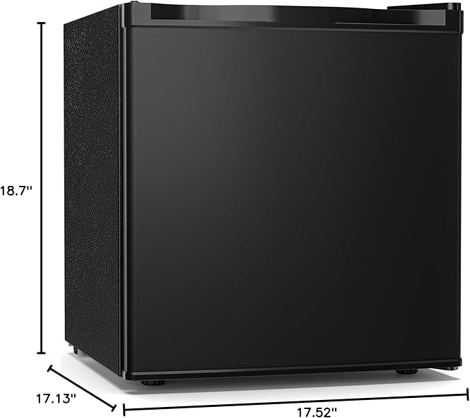 Antarctic Star 1.6 Cu. Ft Mini Fridge with Freezer,Small Compact Refrigerator with Single Reversible Door, Removable Shelves, 7 Adjustable Thermostat, for Dorm/Bedroom/Office,Black