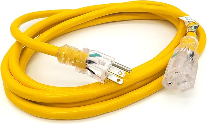 10 ft Outdoor Extension Cord Waterproof - 12 Gauge Heavy Duty Extension Cord 10 ft - Lighted Outdoor Extension Cords - Watts Wire - 10' Grounded