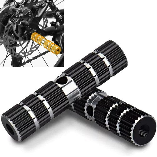 1 Pairs Aluminum Alloy Bike Pegs for Mountain Bike Cycling Stunt Pegs Fit 3/8 inch Axles Black
