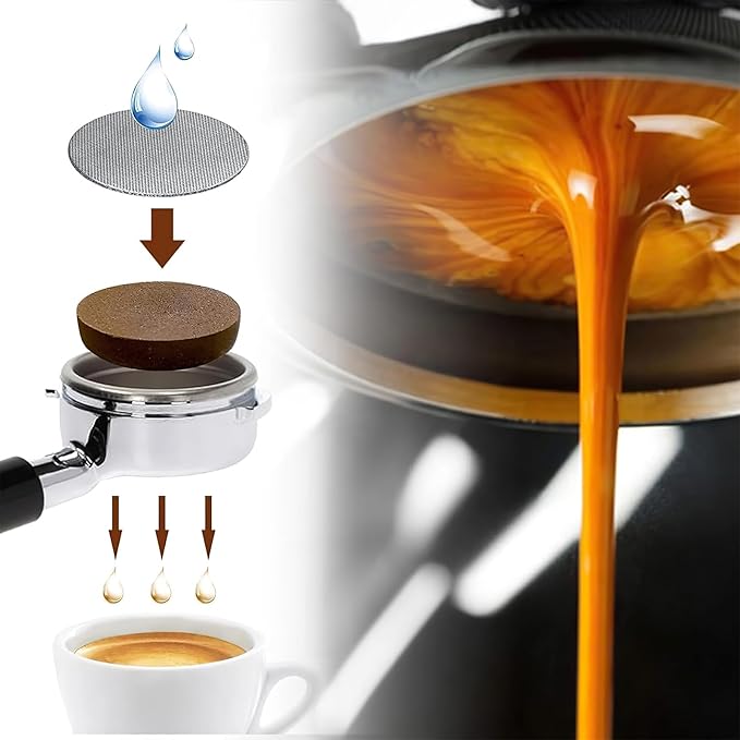 YFWOOD 54mm Dosing Funnel and Puck Screen Set, Lightweight Aluminum Espresso Funnel, for Breville Barista Portafilters,Hands-Free Coffee Accessrioes, Silver