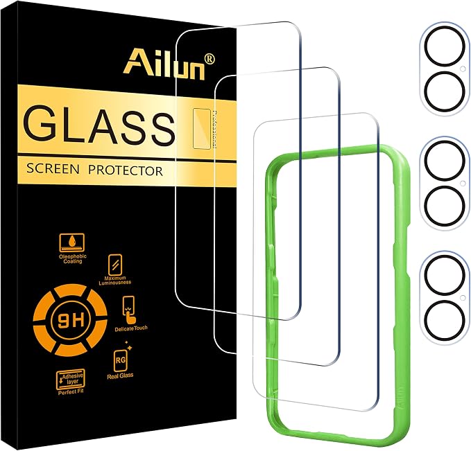 Ailun 3 Pack Screen Protector for iPhone 17 + 3 Pack Camera Lens Protector