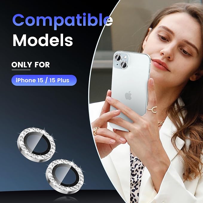 Tensea for iPhone 15 / iPhone 15 Plus Camera Lens Protector, 9H Tempered Glass