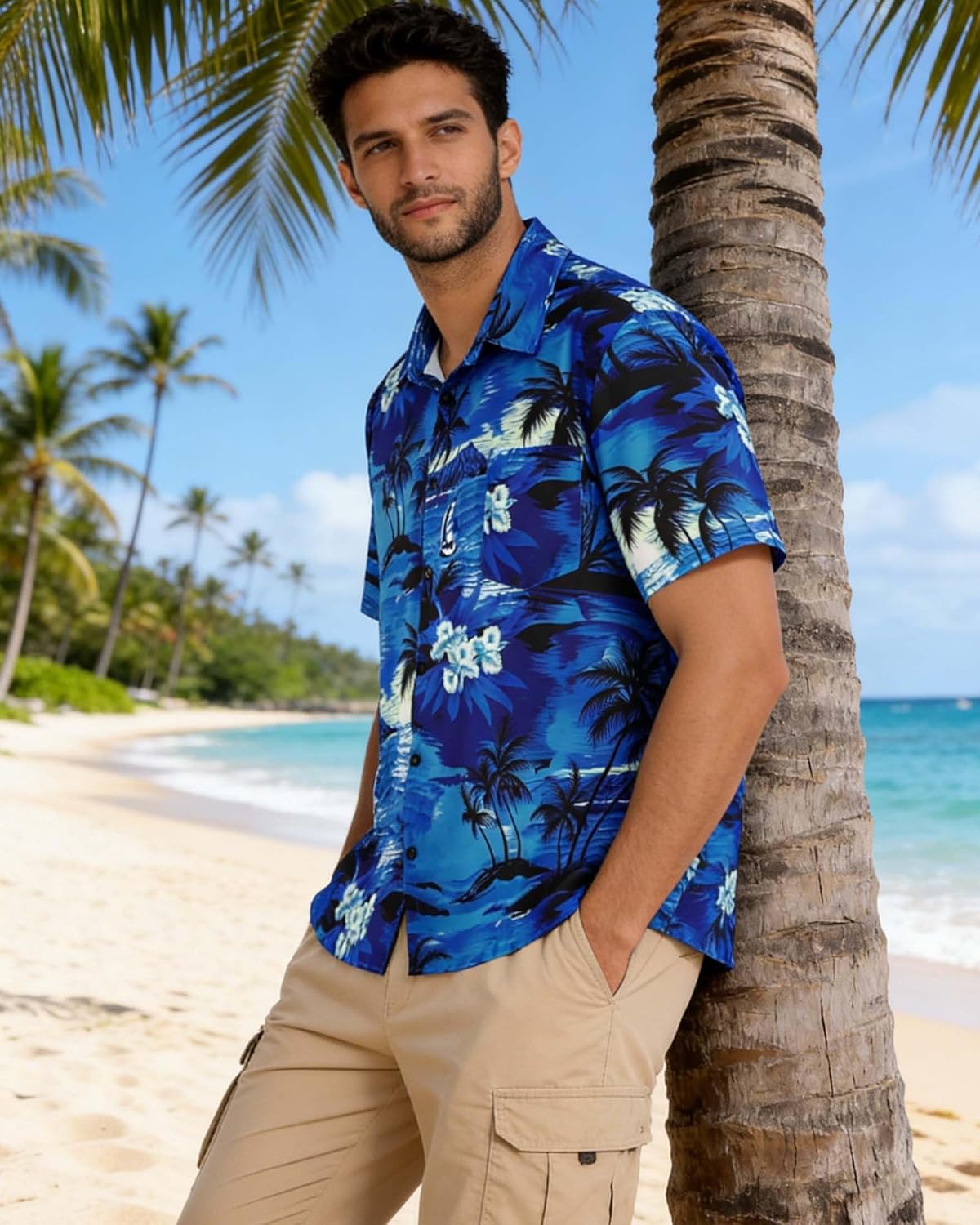 Skiennix Men's Hawaiian Shirt - Short Sleeve Casual Beach Top with Pocket | Summer 2026 Collection