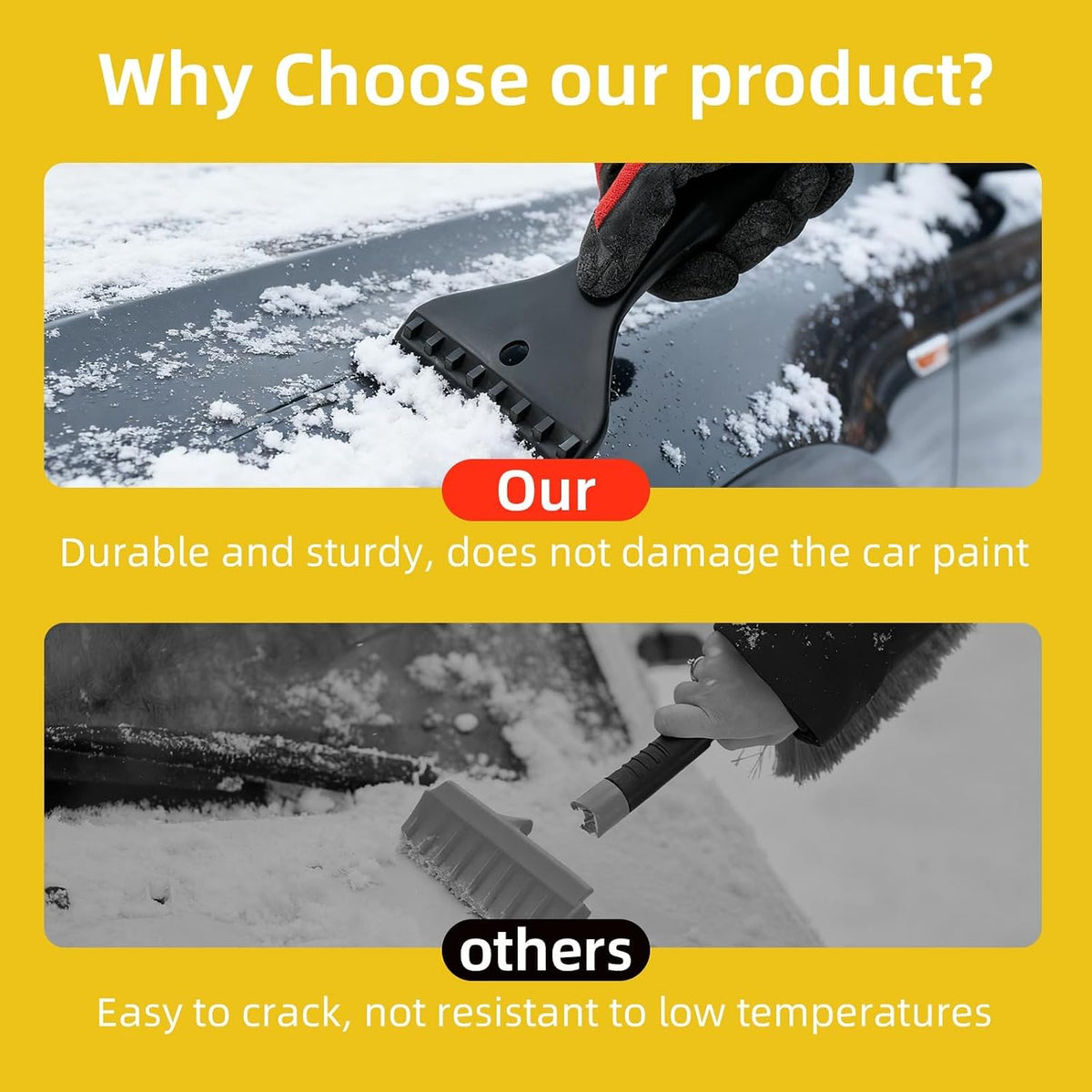 32" Telescoping Snow Brush for Car with Detachable Handle – an Extra-Wide Snow Brush and Ice Scraper for Car Windshield Window. The Ultimate Snow Scraper Brush for SUV & Trucks.
