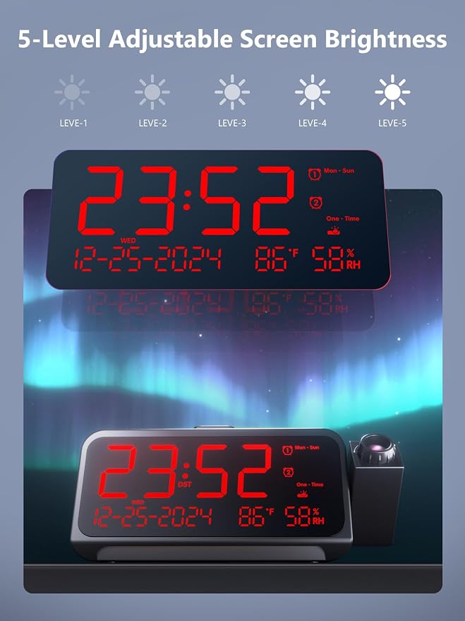 Projection Alarm Clock for Bedroom, Digital Clock