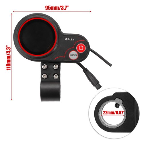 KH866 Electric Scooter Thumb QS-S4 Throttle with LCD Display 36-60V Panel and Speed Gear Power Mode Compatible with Zero 8 9 10 8X 10X Controller Twist Throttler 6 Pin, Kit Display Parts