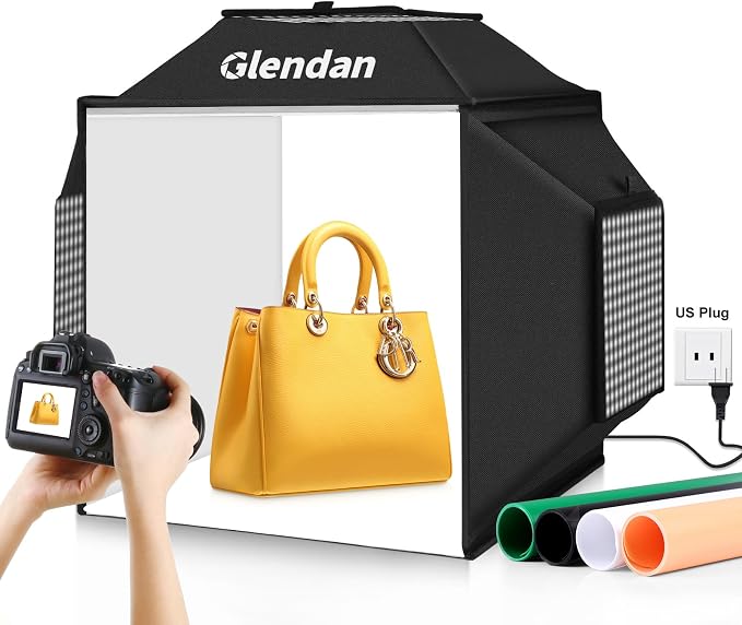 Glendan Portable Light Box Photography: 16"x16" Professional Dimmable Photo Box