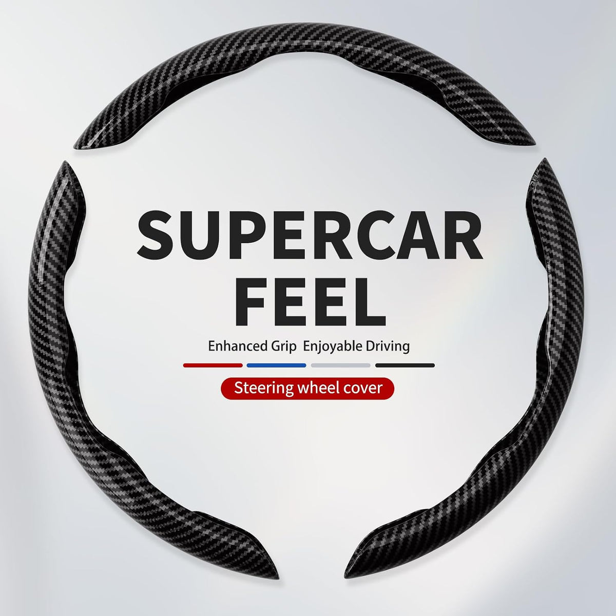 Universal Steering Wheel Cover,Carbon Fiber,3pcs Set(Black)