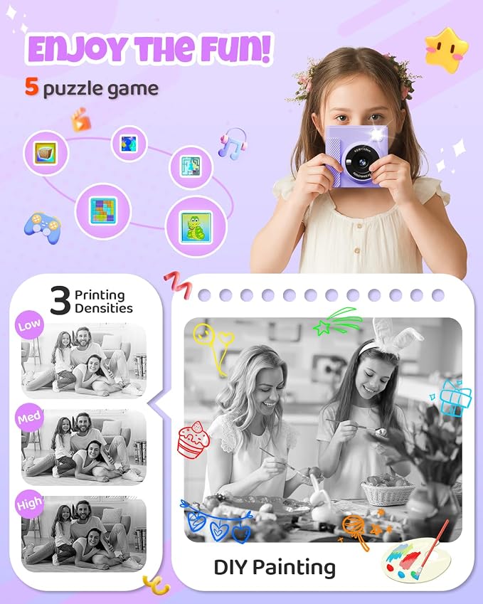 TIATUA Kids Instant Print Camera, Christmas Birthday Gifts