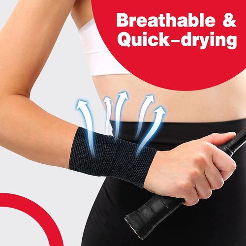 AZEN Self-Adhesive Bandage Wrap - 8 Pack, 2" X 5 Yards, Elastic Cohesive Tape in Black for Athletic Use | Vet & Tattoo Grip