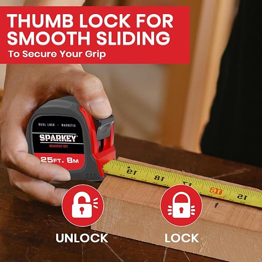 Sparkey 25ft/8M Retractable Tape Measure