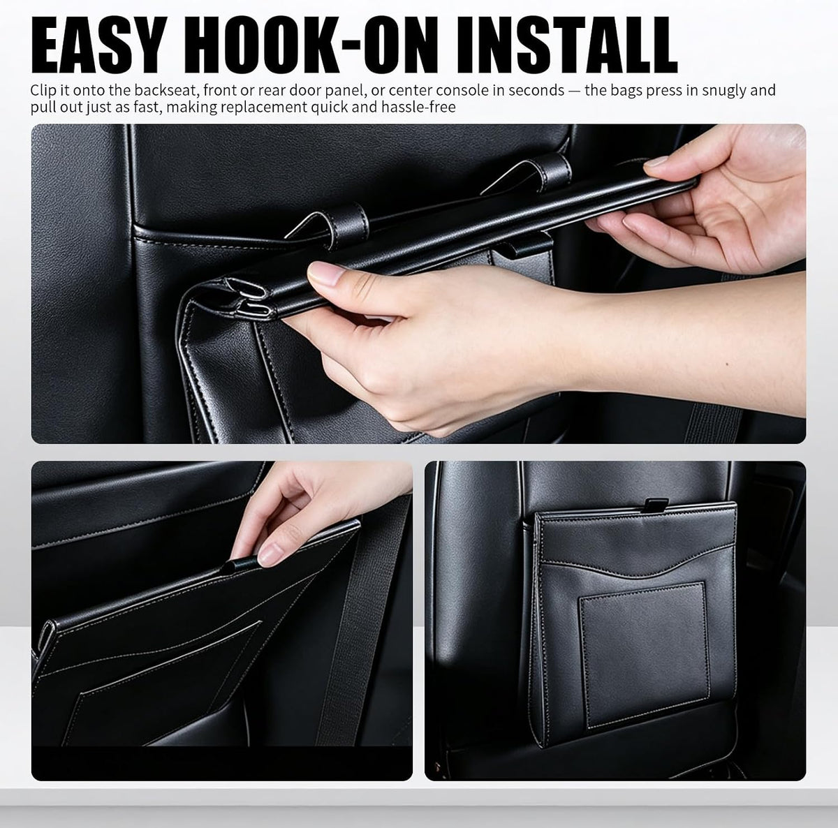 Leak-Proof Magnetic Car Trash Can with 2 Rolls Trash Bags