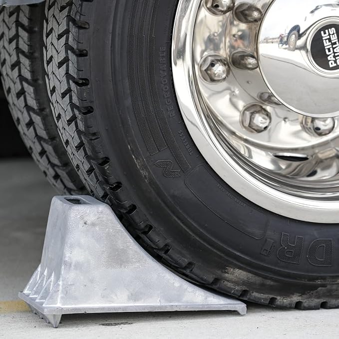 Buyers Products WC1267 Aluminum Wheel Chock, 6.25 x 12.25 x 7 Inch, Steep Slope Design with Rugged Teeth for Extra Stability, Silver