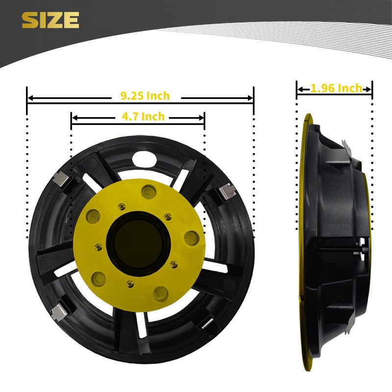 XUANYUDG0769 Golf Cart Hubcaps Wheel Covers for EZGO Club Car Yamaha Golf Cart Wheels and Tires Center Caps 8 Inch, Set of 4 Golf Cart Hub Caps, Black and Yellow