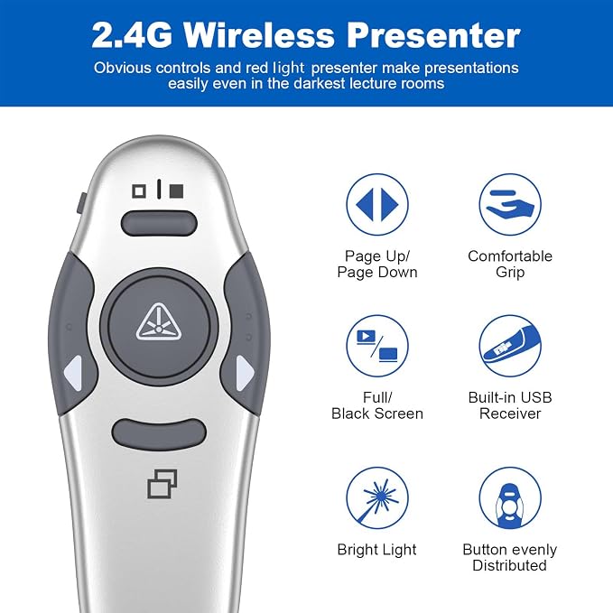 QUI Presentation Clicker Wireless Presenter Remote Clicker