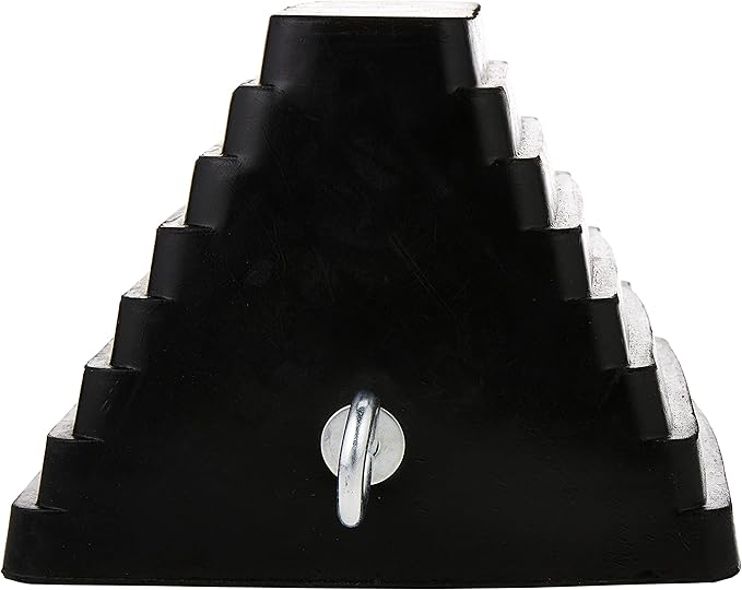MaxxHaul 70073 Solid Rubber Heavy Duty Wheel Chock with Eyebolt, 1 Count (Pack of 1)