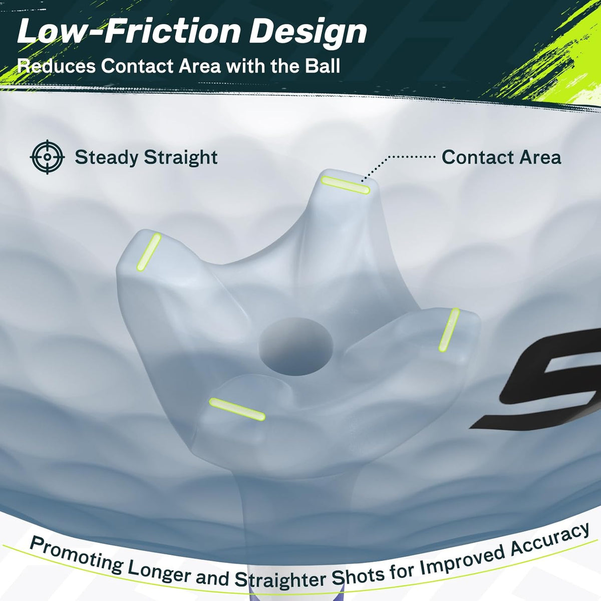 SAPLIZE Golf Tees - Upgraded 4-Prong Design to Reduce Friction & Side Spin | 50/100/120/200 Pack (1.5", 2.75", 3.25")