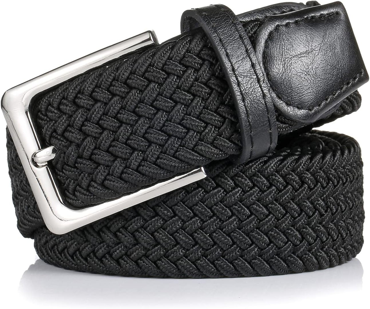 Skiennix Elastic Braided Belt - 1 3/8" Woven Stretch Belt for Golf, Casual Jeans & Shorts