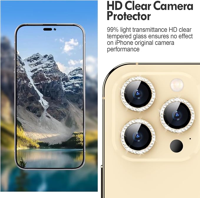 for iPhone 14 Pro/14 Pro Max Camera Lens Protector Bling, 9H Hardness