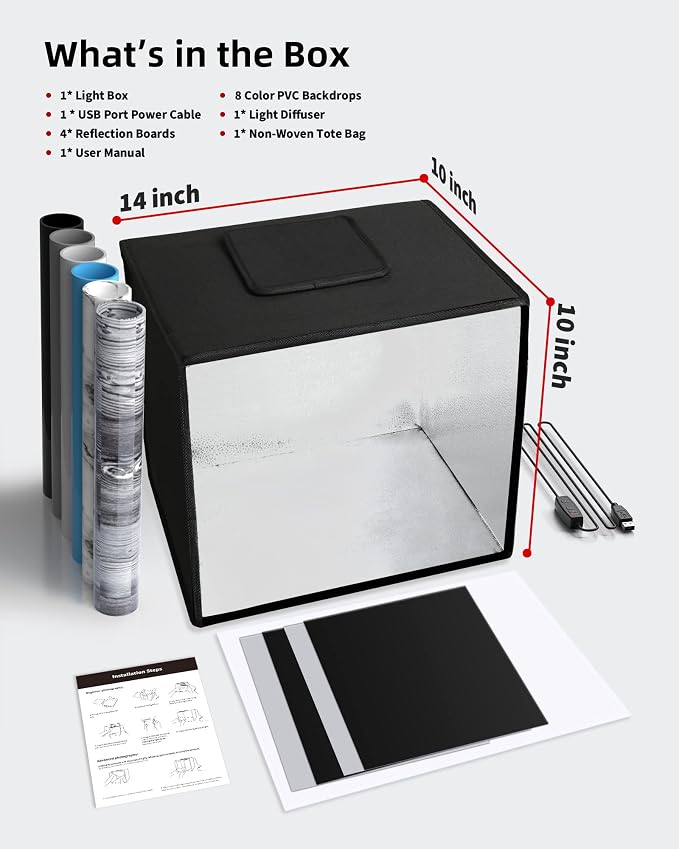 Glendan Mini Photo Studio Light Box, Portable Foldable Light Box Photography