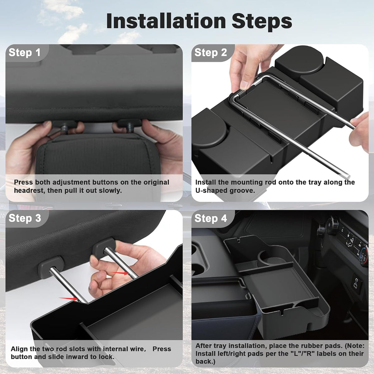 2026 Upgraded Front Center Seat Headrest Organizer Compatible with 2011-2025 Ford F150 F250 F350 F450 F550 F650 Accessories Center Console Organizer Storage Tray(Jump Seat Console Only)