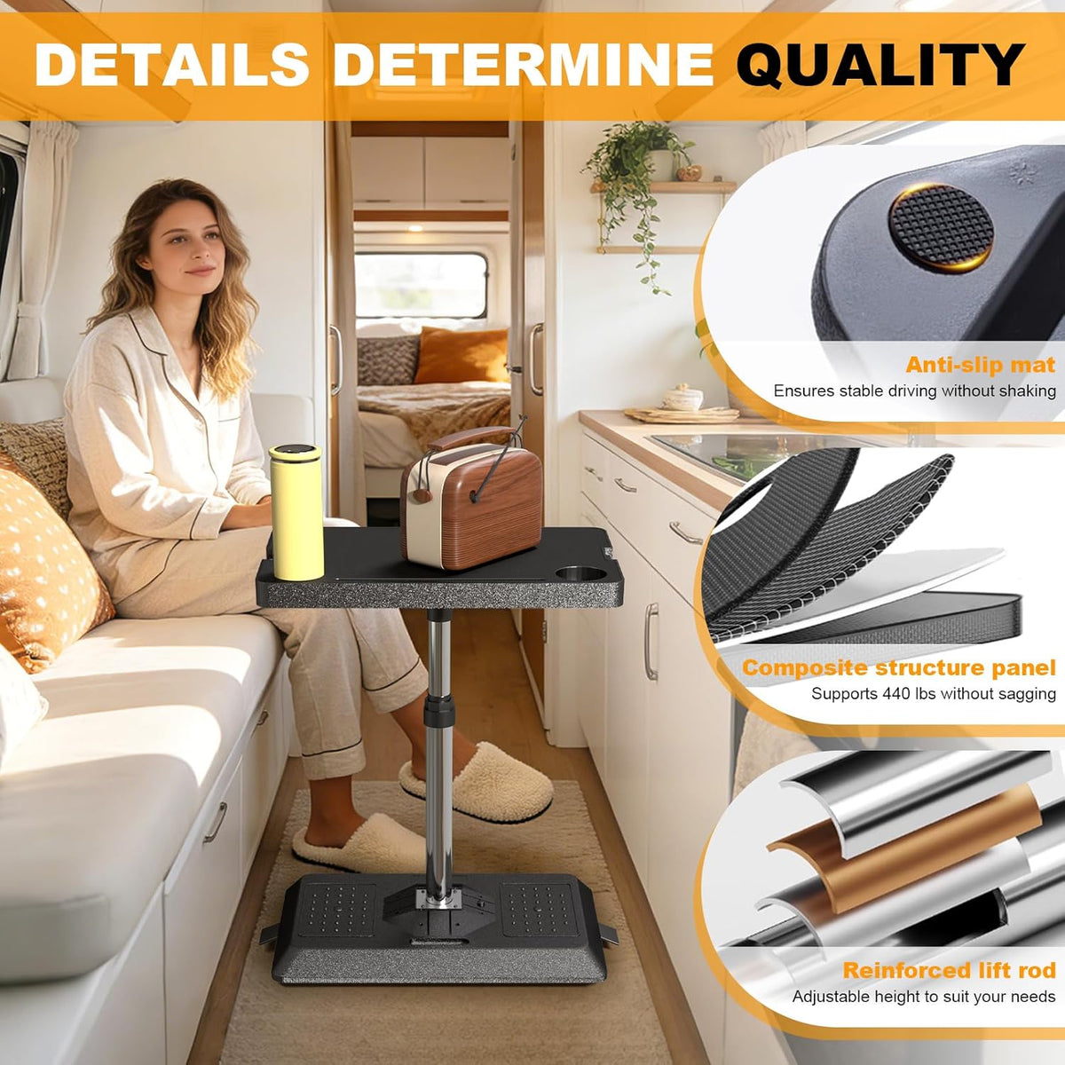 Foldable RV Table, Car Desk for Laptop for Front/Rear Passenger Seat