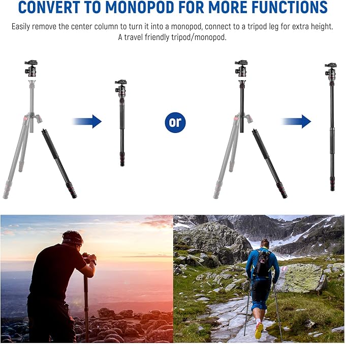 NEEWER Upgraded 80.7" Carbon Fiber Camera Tripod Monopod
