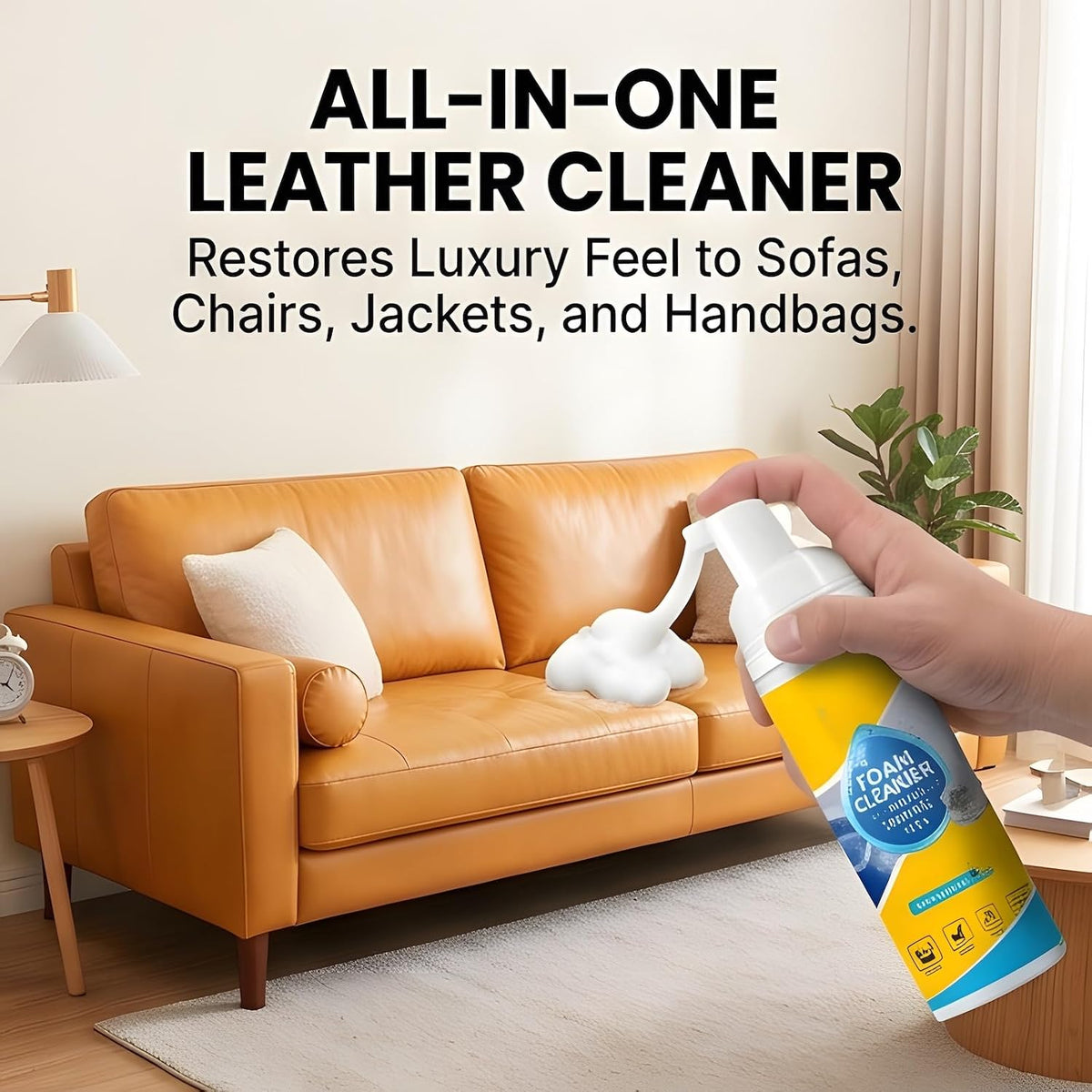 Interior No Rinse Foam Cleaner Premium Car Seat Cleaner Foam Upholstery Cleaner Car Headliner Dry Foam No Rinse Cleaner Leather Fabric Furniture White Shoe Carpet Detailer (Foam Cleaner, 150ml, 2PC)