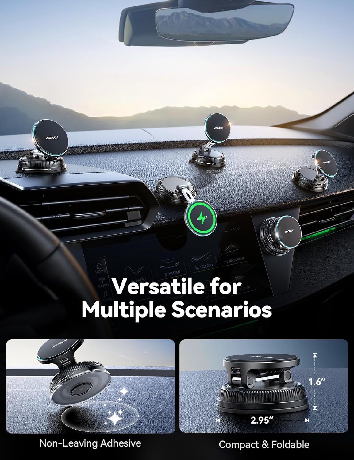 JOYROOM 15W Magsafe Car Mount Charger, iPhone Faster Charging Wireless Car Charger, 80+LBS Strong Suction Magnetic Phone Holder for Car, Stable Metal Support Arm for iPhone 17 Pro Max 16 15 14 13