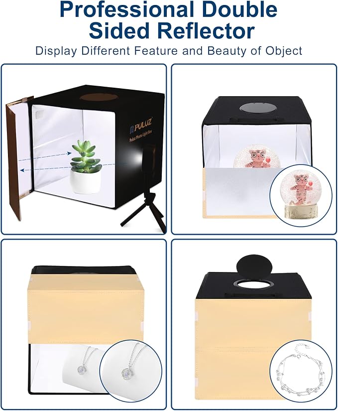 PULUZ 12''×12'' Portable Photography Light Box, Dimmable Photo Studio Light Box