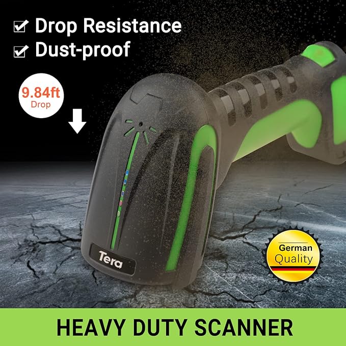 Tera Pro Industrial Wireless Barcode Scanner 2D QR 1D Bar Code Reader 2.4G