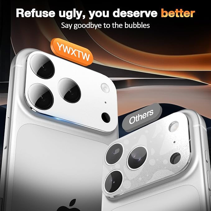 YWXTW [0 Bubbles for iPhone 17 Pro Camera Lens Protector, Full Coverage