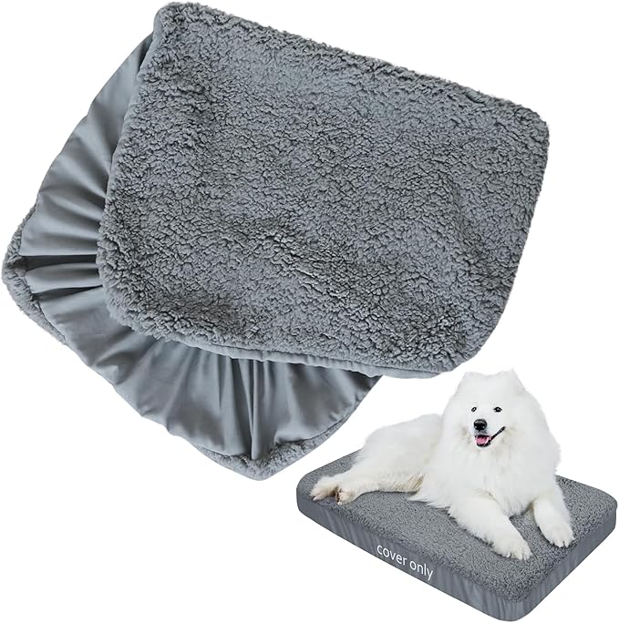 Dog Bed Covers 2 Pack Soft Plush Replacement Washable, Waterproof Pet Mattress Bed Liner Grey 54x44 Inches, for Dog/Cat, Cover Only