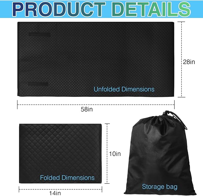 Rolling Creeper Mat Car Repair 58"X28", Foldable Car Repair Pad with Storage Bag for Low Clearance, Special Roads, Long-Distance Trucks, Mechanics Pad