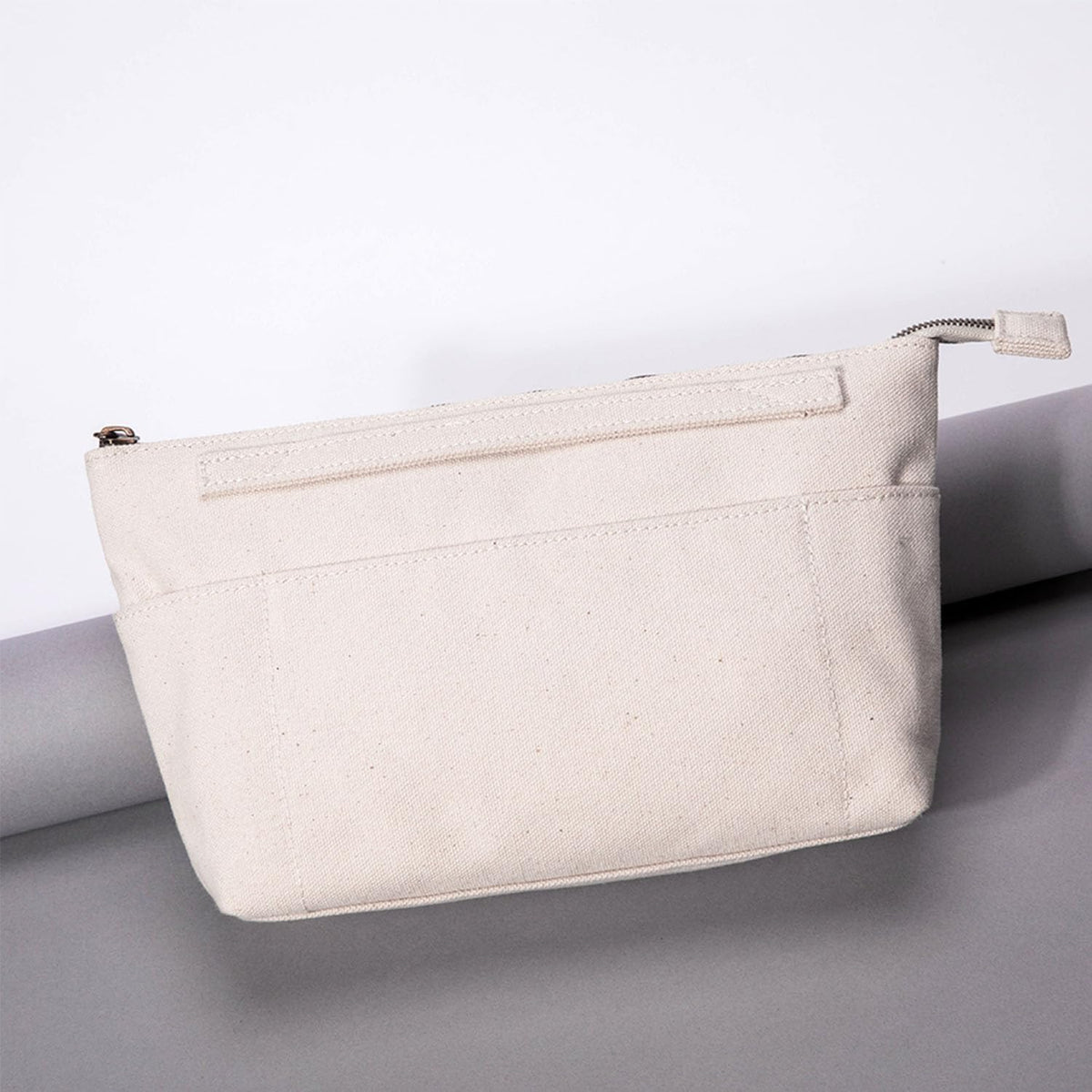 Tote Organizer Insert Purse Organizer for Handbags Cotton Canvas Simple Style Multiple Compartments (Beige)