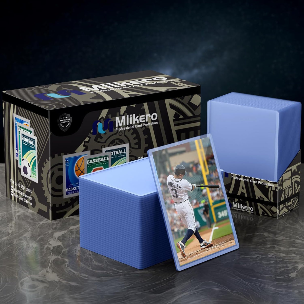 Skiennix 400 Card Sleeves & Top Loaders - Premium Hard Plastic Protectors for Sports & Game Cards (200 Top Loaders + 200 Sleeves)