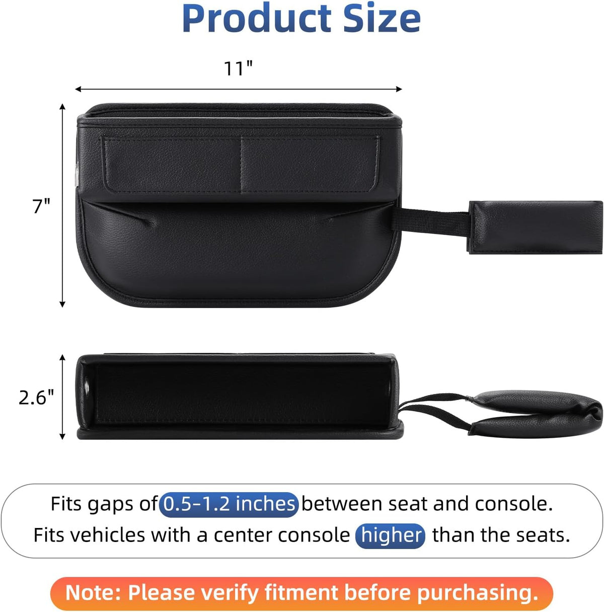Premium Leather Car Seat Gap Filler Organizer & Cup Holder (1 Pair)
