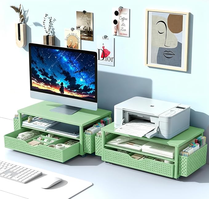 Spacrea Desk Organizer and Accessories, Computer Monitor Stand Riser