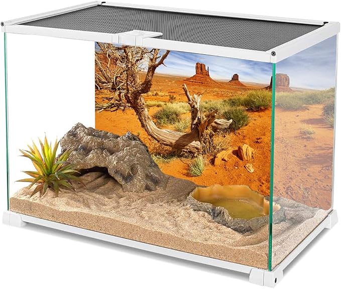 AWERT 24x16 inches Reptile Habitat Background Orange Desert Terrarium Background Durable Polyester Background