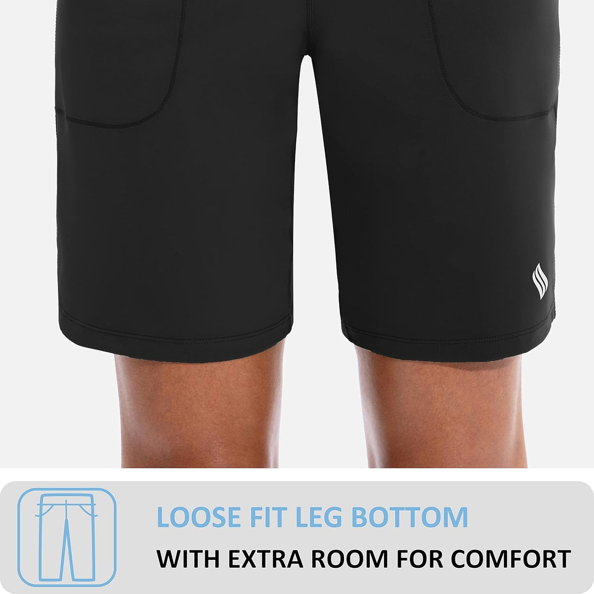 SANTINY Women's High-Waisted Athletic Bermuda Shorts - Comfortable Running & Yoga Shorts with Pockets