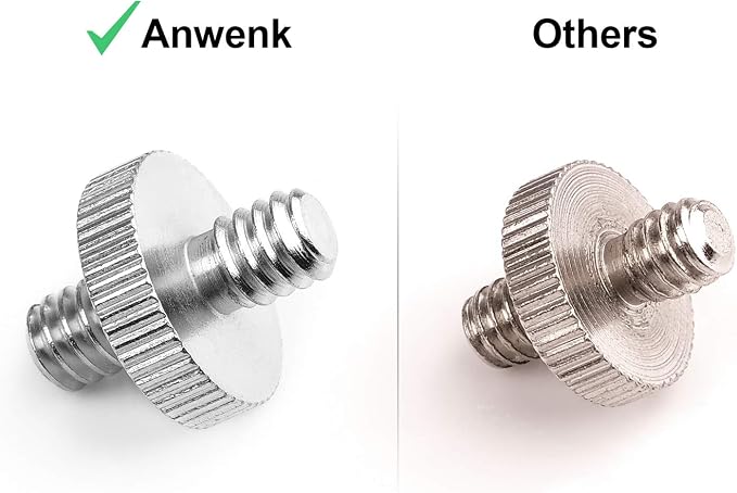 Anwenk Standard 1/4"-20 Male to 1/4"-20 Male Threaded Tripod Screw Adapter