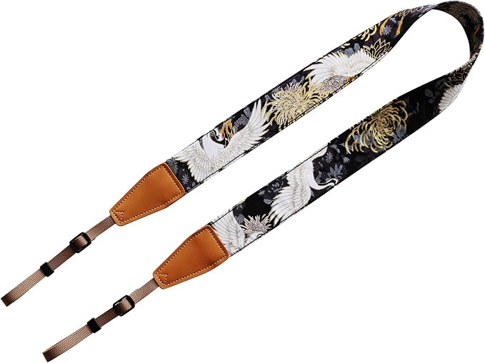 Original Design Personalized Adjustable Camera Strap Chrysanthemum & Crane in