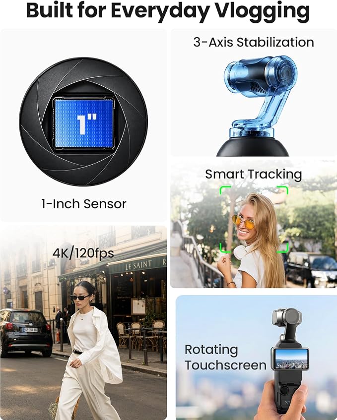 Xtra Muse with Mini Tripod Combo, Vlogging Camera with 1'' CMOS & 4K/120fps